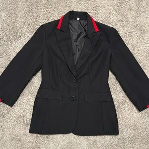 Women’s fitted black blazer with red striping- Size 0